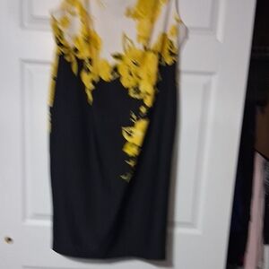 Elegant Black and Yellow Midi Dress